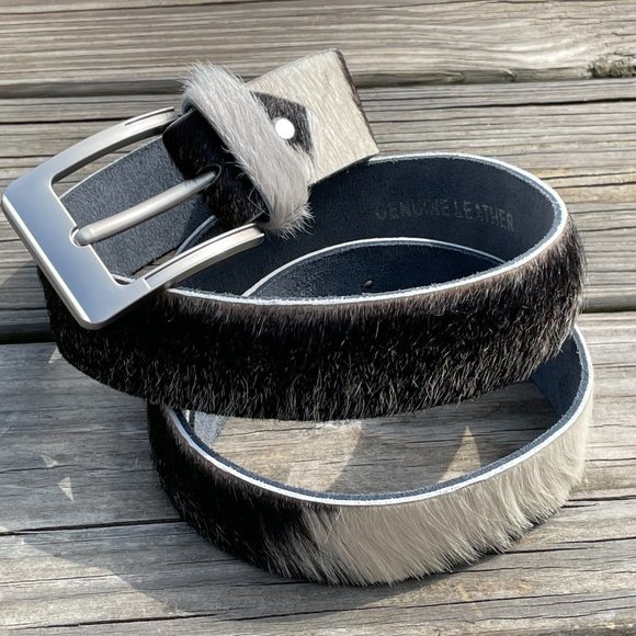 Original COWHIDE BELTS with Full Grain Leather Backside Unisex 100% Real Cowhide - Picture 7 of 15
